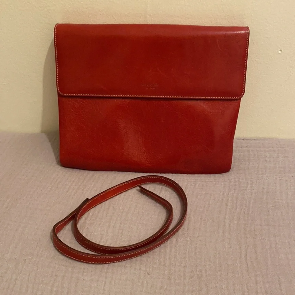 Kate Spade Elegant Red Leather Clutch / Shoulder bag . Made in Italy